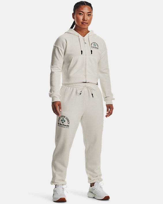 Women's Project Rock Heavyweight Terry Family Full-Zip in White image number 2